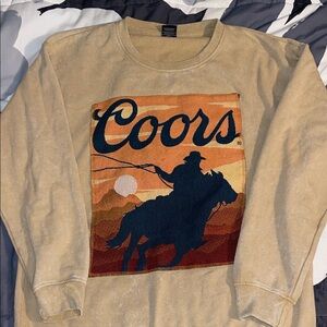 Coors Tan Sweatshirt with Cowboy Design